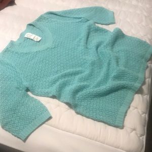 Roamans vneck mesh 1/4 sleeve tunic sweater